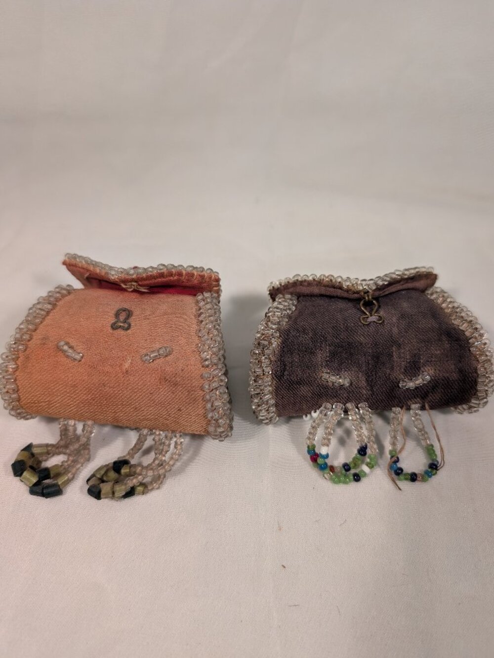 Antique Iroquois Beaded Whimsy Purses   PAIR   2  Indigenous Native